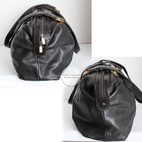 Gucci Duffle Bag Black Crocodile and Kid Leather Large Hobo Vintage 1984 + COA - Picture 7 of 17